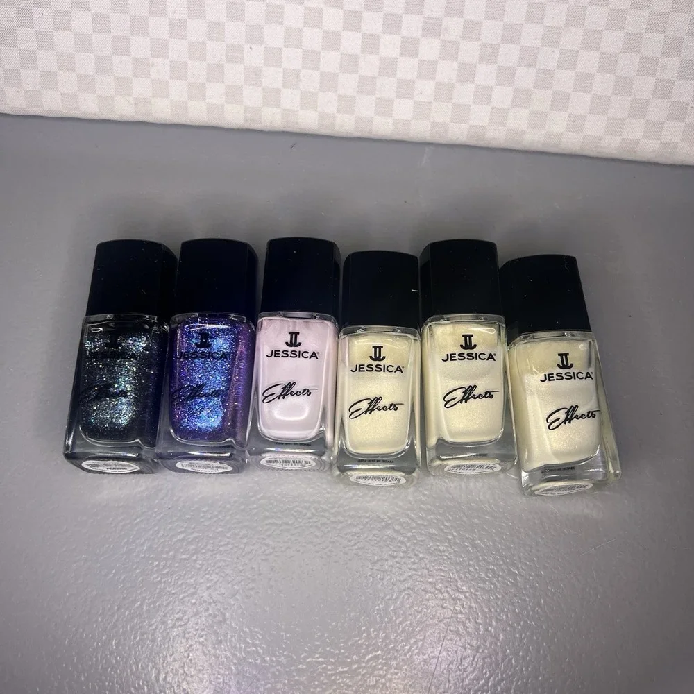 Jessica Effects ‎ Lacquer Polish, Lot Of 6 Glitter/Sparkle Combo Strengths Nails